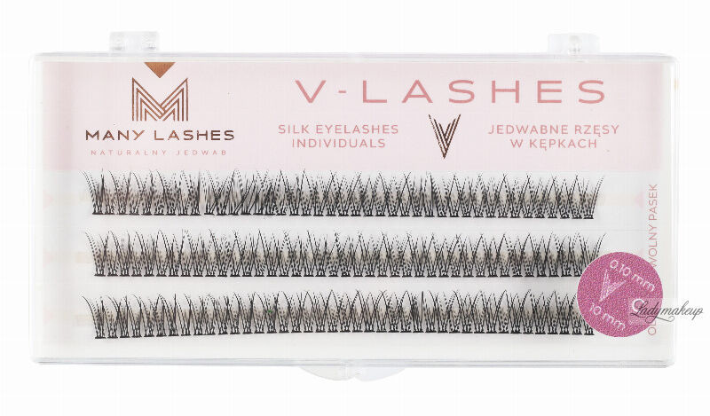 Many Beauty Many Beauty - Many Lashes - V-LASHES - Silk Eyelashes Individual - Jedwabne rzęsy w kępkach - Fish Tale - 0.10 STRONG - CC-10mm