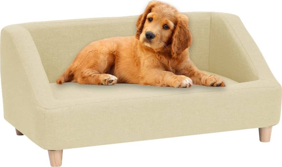 Vidaxl Sofa dla psa kremowa 85x50x39 cm lniana 171146