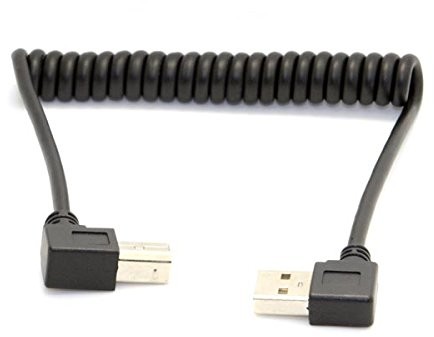System-S USB A 90° kąt lewy do USB typu B 90° kątowy kabel spiralny 35-80 cm 55089960