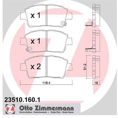 ZIMMERMANN Zestaw klocków hamulcowych, hamulce tarczowe 23510.160.1