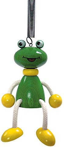 Hess Spielzeug drewniana zabawka 14700 drewniana figurka z metalową sprężyną, żaba, dla dzieci od 3 lat, ręcznie wykonana, prezent na urodziny, Boże Narodzenie lub Wielkanoc