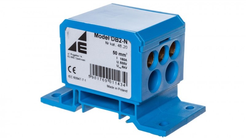 Elektro-Plast OPATÓWEK Blok rozdzielczy 2x4-50mm2 + 2x4-35mm2 + 3x2.5-25mm2 niebieski DB2-N 48.20 48.20