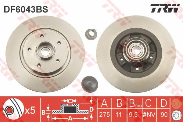 TRW Tarcza hamulcowa DF6043BS