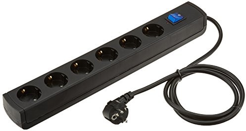Kopp 233205001 unoversal Plus ochrona przepięciowa Listwa z gniazdami wtykowymi, 6-krotnie o ochronę sprzętu, IP20, 3600 W, czarna, przewód zasilający 1.4 m