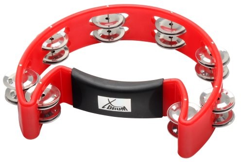 XDrum xdrum hand tambourin kształt półksiężyca (Tambourine, 16 par rozwoju pecu należą chromowane klamry, tworzywo sztuczne), czerwony 00032099