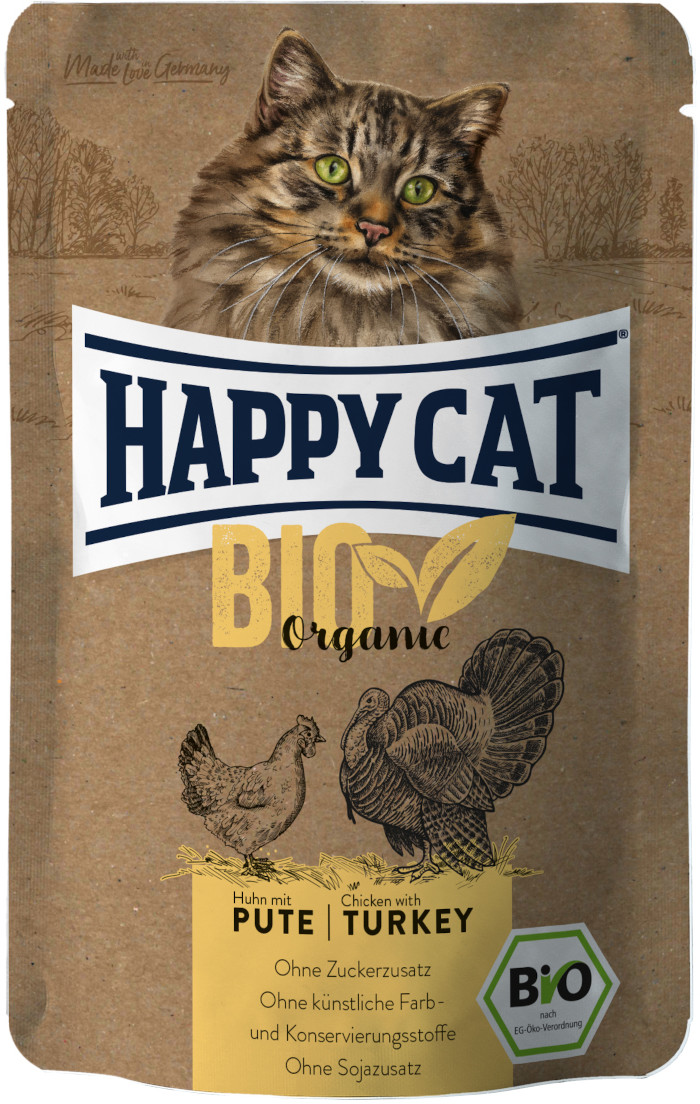 HAPPY CAT Bio Kurczak z Indykiem 85g