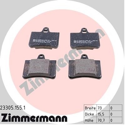ZIMMERMANN Zestaw klocków hamulcowych, hamulce tarczowe 23305.155.1
