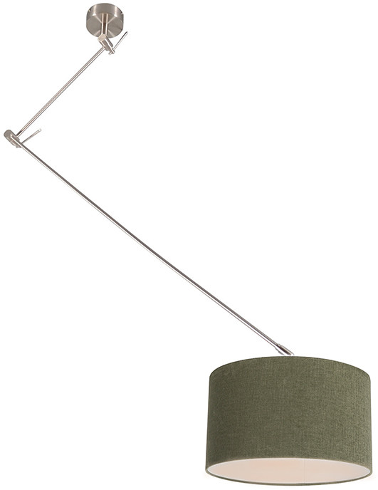 QAZQA Lampa wisząca regulowana stal klosz zielony 35cm - Blitz I