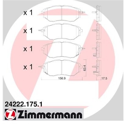 ZIMMERMANN Zestaw klocków hamulcowych, hamulce tarczowe 24222.175.1