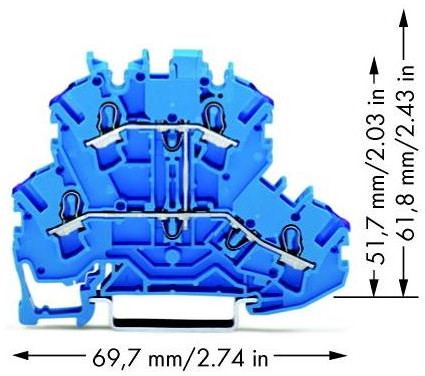 WAGO Terminal przepustowy podwójny WAGO 5.20 mm Sprężynowe Alokacja N niebieski 2002-2209 50 szt 2002-2209