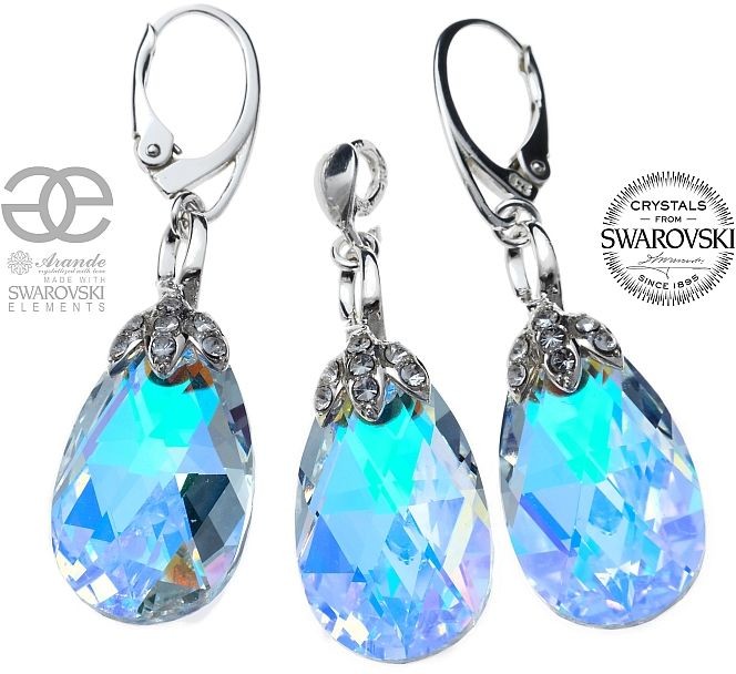 Arande PIĘKNY KOMPLET SWAROVSKI AURORA CERTYFIKAT SREBRO 5234465778