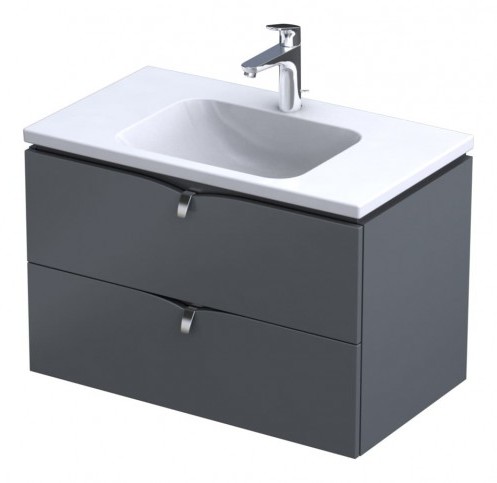 Oristo Szafka wisząca SIENA 80 cm z umywalką CERA CIEPŁY SZARY MAT OR45-SD2S-80-12 + UME-CE-80-91