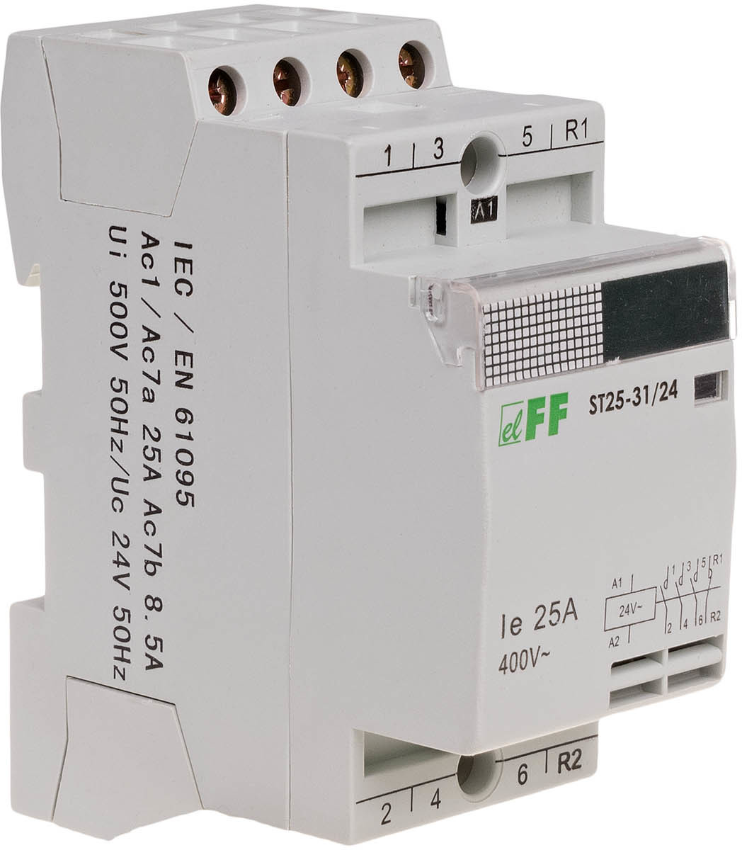 F&F Stycznik-modułowy-montaż-na-szynie-styki-3NO+1NC-25A-ST25-31-24V ST25-31-24V