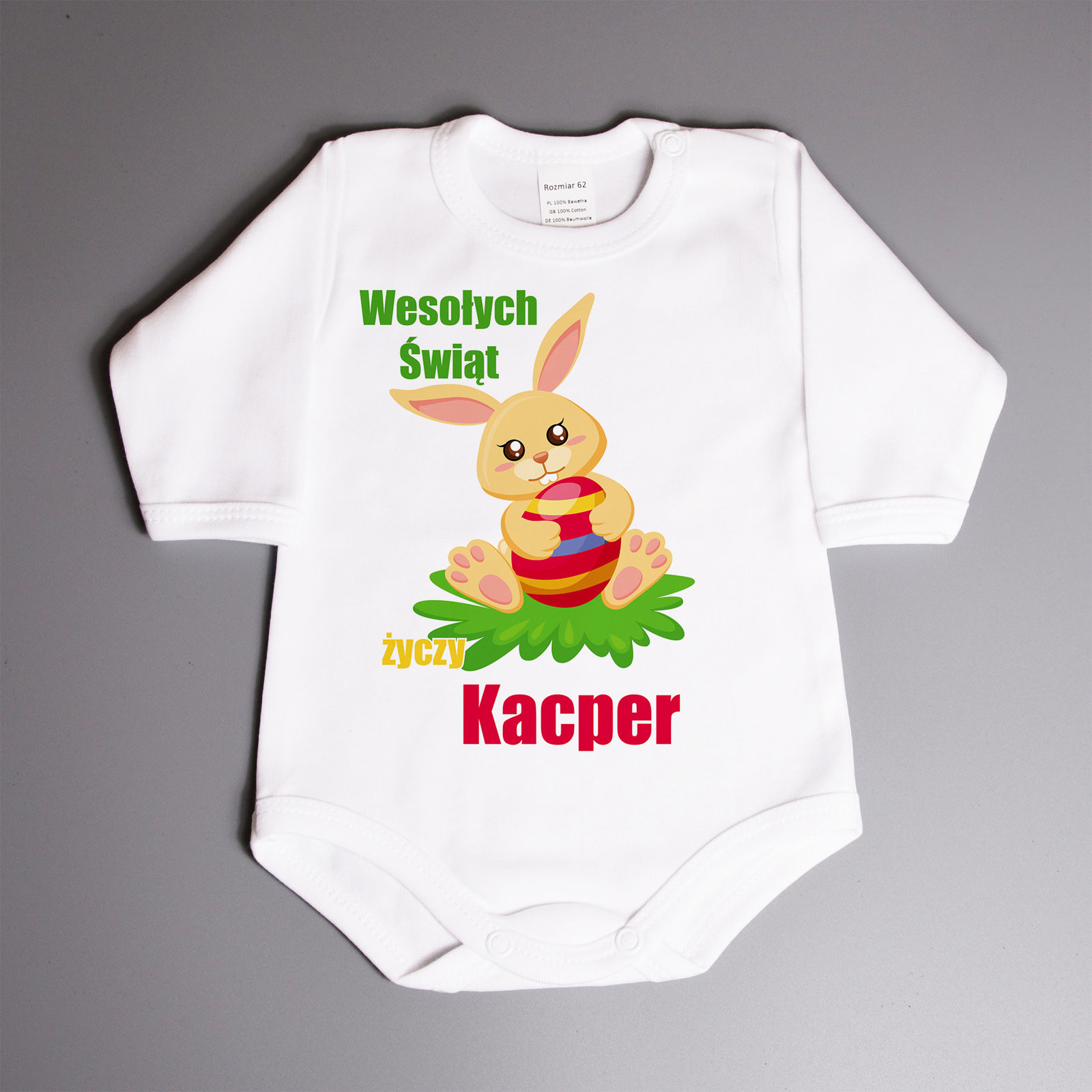 Poczpol Wesołych świąt życzy (imię) - zając- body niemowlęce PRZPOC-7-2624