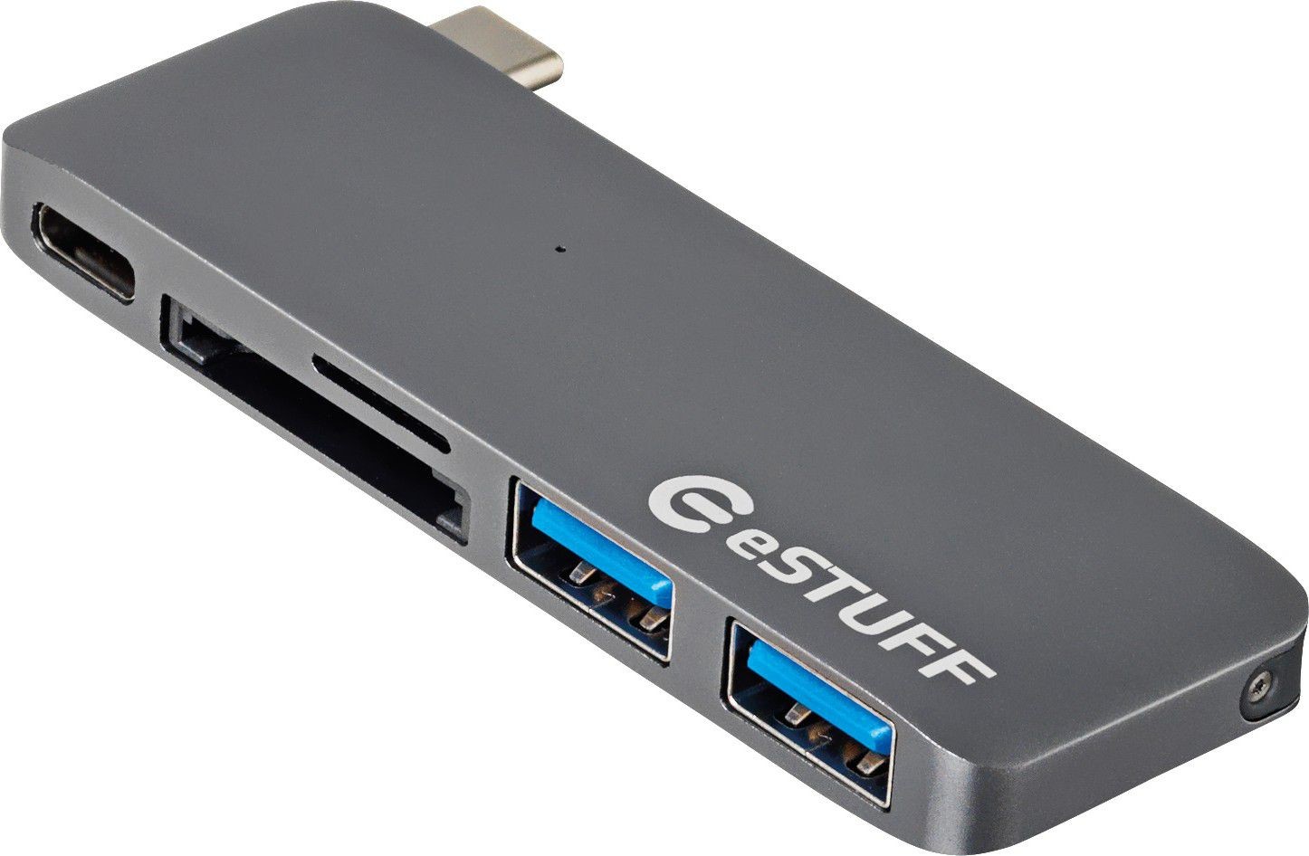 HUB USB eSTUFF 2x USB 3.0 USB-C czytnik kart Szary ES84121-GREY