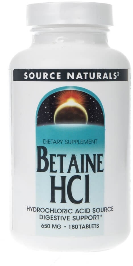 Source Naturals Source Naturals Betaine HCl 650 mg - 180 tabletek