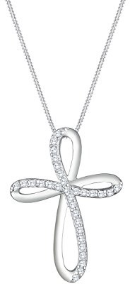 Elli łańcuszek damski z wisiorek krzyżyk 925 srebro cyrkonia szlif brylantowy 45 cm Premium  0102662117 _ 45 0102662117_45
