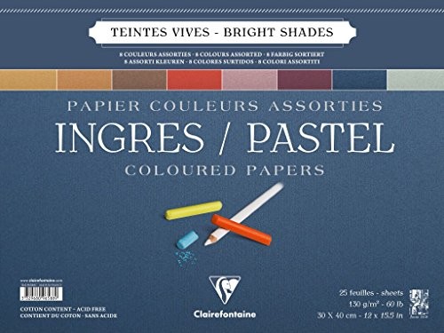Clairefontaine Ingres Pastel kolor pad, sortowane, 30 x 40 cm, 130 G 96588C
