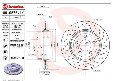 BREMBO Tarcza hamulcowa 09.9573.1X