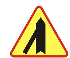 Znak ostrzegawczy A- 6E Wlot drogi jednokierunkowej z lewej strony