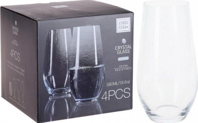 EXCELLENT HOUSWARE EXCELLENT HOUSWARE ATMOSFERA SZKLANKI DO WODY NAPOJÓW 4X580ML 8719987363276