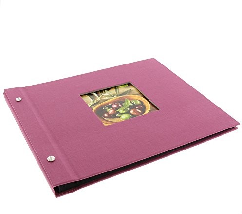Goldbuch Trend 26508 skręcany album na zdjęcia, lniany, 40 czarnych stron przekładanych pergaminem, 30 x 25 cm, kolor fuksja 26 508