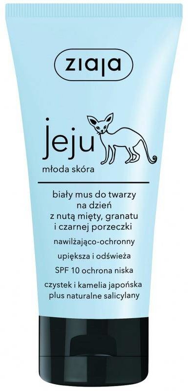 Ziaja Jeju biały mus do twarzy na dzień SPF10 z nutą mięty granatu i czarnej porzeczki 50ml