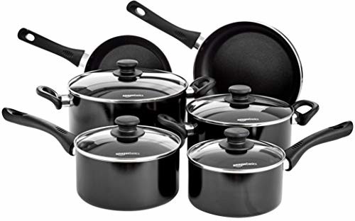 AmazonBasics AmazonBasics 5-częściowy zestaw garnków i patelni z nieprzywierającą powłoką, do kuchenek indukcyjnych 111602OC870