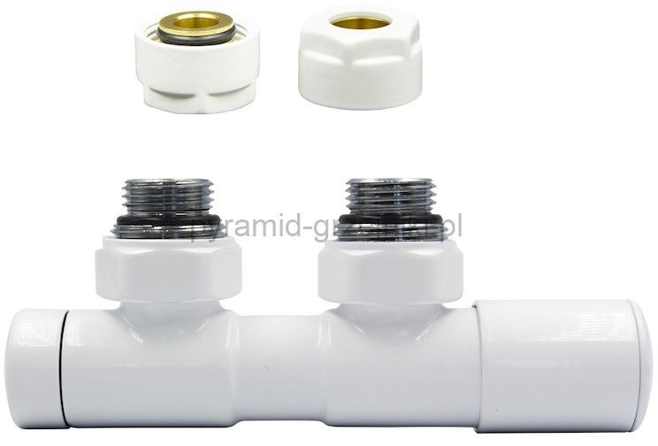 Varioterm Zawór regulacyjny TWINS ze złączką PEX/CU - biały prawy miedziana - CU 15mm 000M873A006/P(Cu)