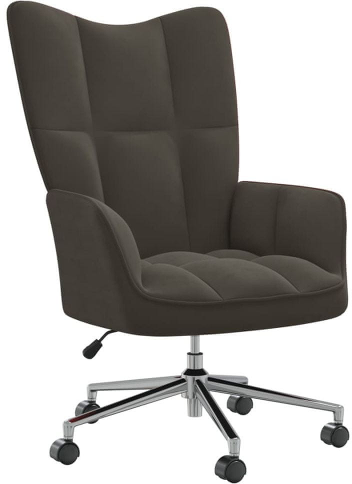 shumee Fotel ciemnoszary obity aksamitem