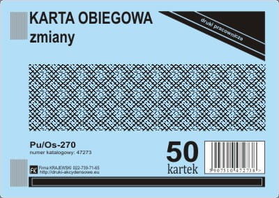 Firma krajewski Karta obiegowa zmiany / A6 [Pu/Os-270] Pu/Os-270