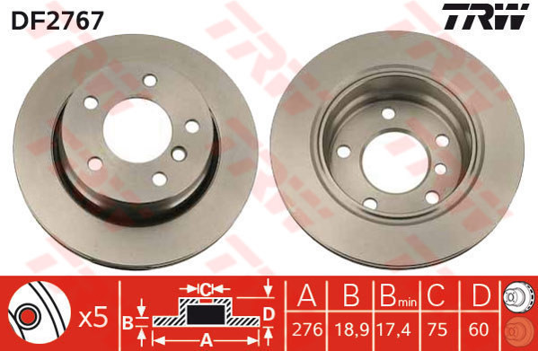 TRW Tarcza hamulcowa DF2767