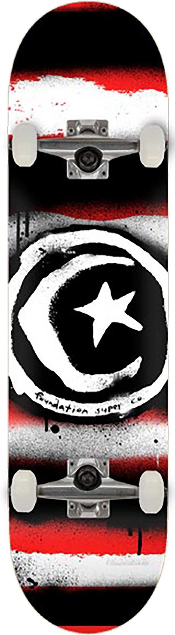 FOUNDATION skateboard STAR AND MOON RED DISTRES COMPLETE