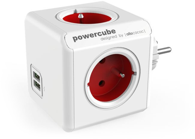 Allocacoc Listwa PowerCube Original USB Czerwona - Darmowe płatności online! 2202RD/FROUPC
