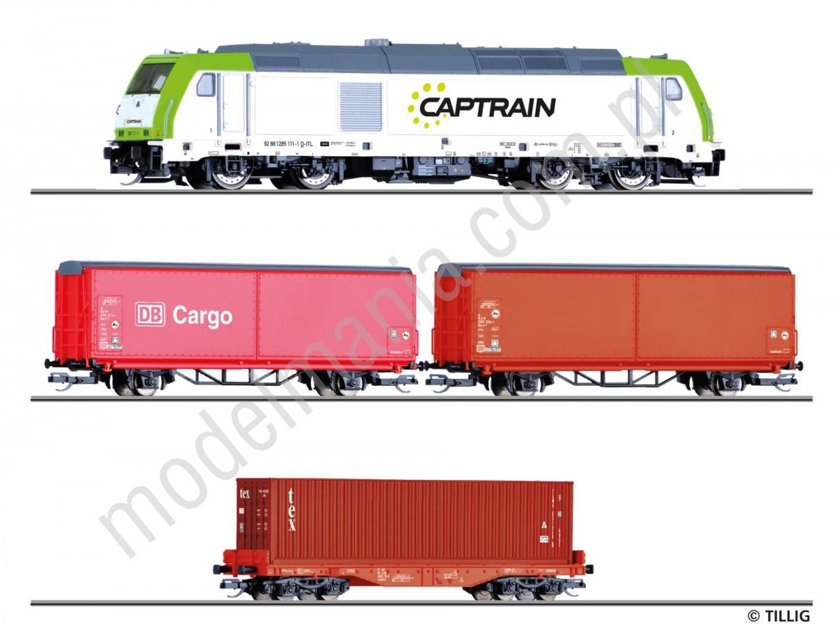 Tillig Pociąg towarowy TRAXX i 3 wagony towarowe 01448