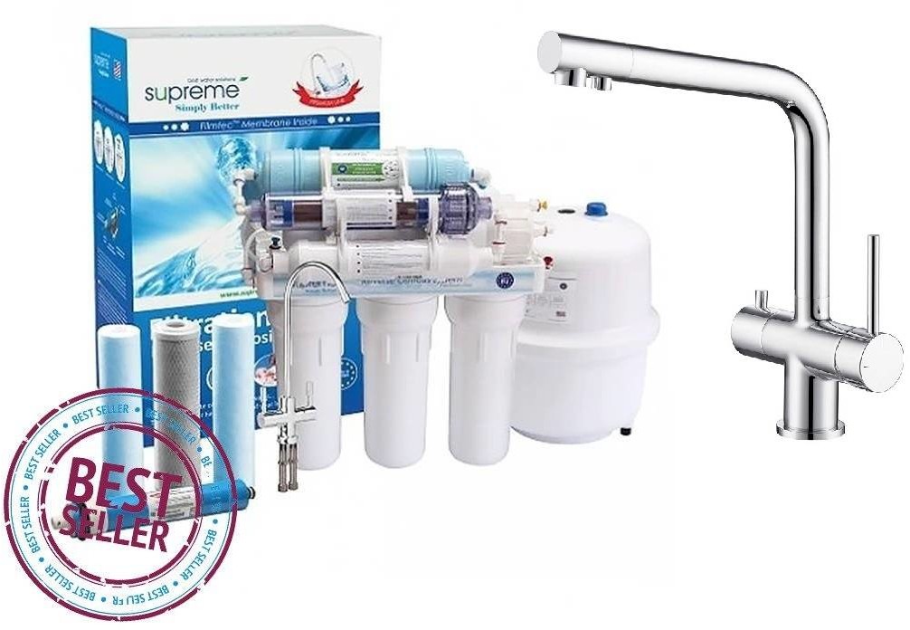 Supreme Supreme RO8 Premium - 8 Stopniowy system odwróconej osmozy z baterią 4-drożną chromowaną Supreme RO-8 PR crystal
