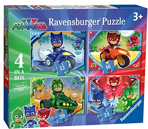Ravensburger 6974 PJ Masks-4 w pudełku (12, 16, 20, 24 sztuk) puzzle dla dzieci w wieku od 3 lat 6974