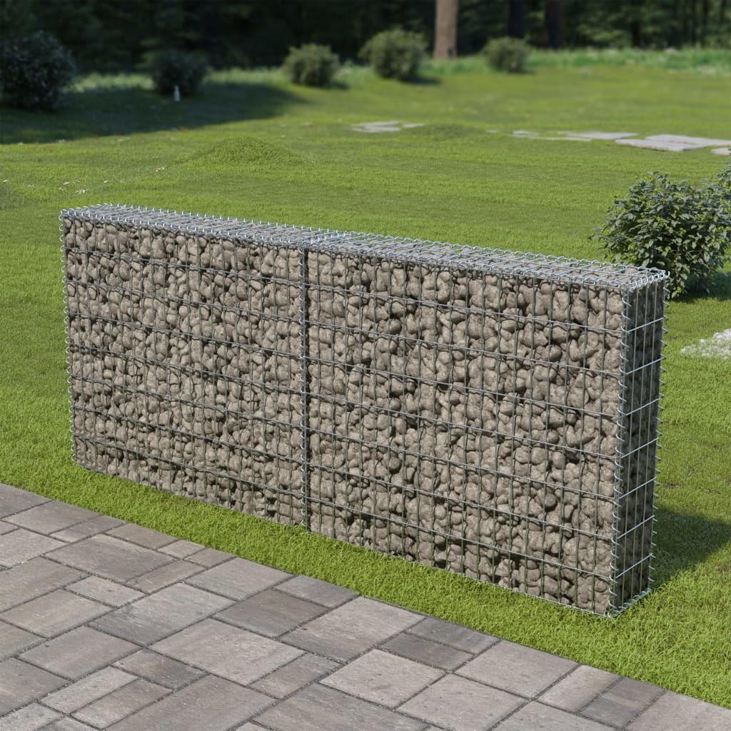 vidaXL Ściana gabionowa z pokrywami, galwanizowana stal, 200x20x85 cm