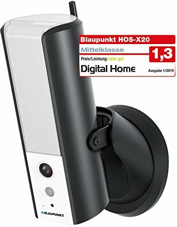 Blaupunkt LampCam HOS-X20 lampa zewnętrzna LED, ściemniana (950 lumenów) i monitoring wideo Full HD, słuchanie i rozmawianie za pomocą darmowej aplikacji, informacje na czas za pomocą Push-wiadomości, (CA-9011130-EU)