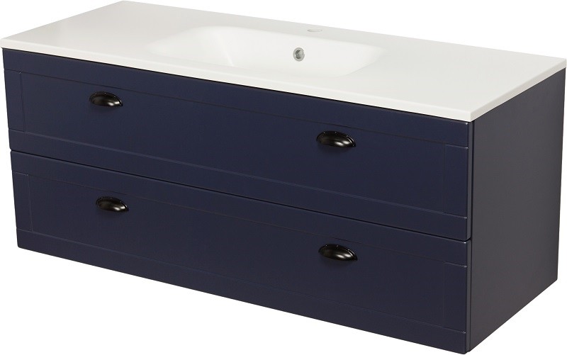 Gante Wisząca szafka z umywalką granatowy mat 120 cm seria Grend GRD-GN-U121/46/2+GREND-12