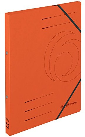 Herlitz 11255478 wysokiej jakości skoroszyt pierścieniowy A4, pomarańczowy, mechanizm 2 pierścieni, szerokość grzbietu 25 mm, 5 sztuk 11255478