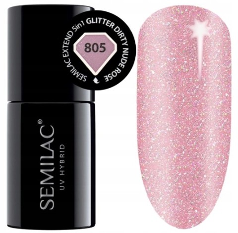 Semilac Extend 5w1 Glitter Dirty Nude Rose 805  7ml