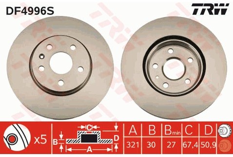 TRW Tarcza hamulcowa DF4996S
