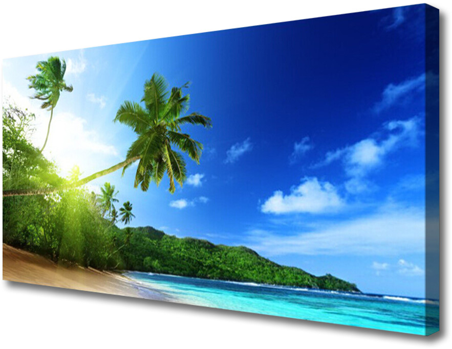 PL Tulup Obraz Canvas Plaża Morze Palma Krajobraz 125x50cm