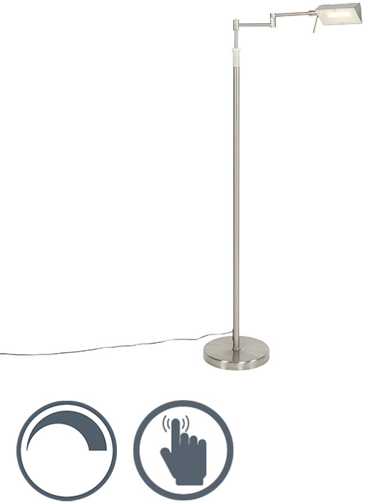 QAZQA Designerska lampa podłogowa stal LED ściemniacz dotykowy - Notia