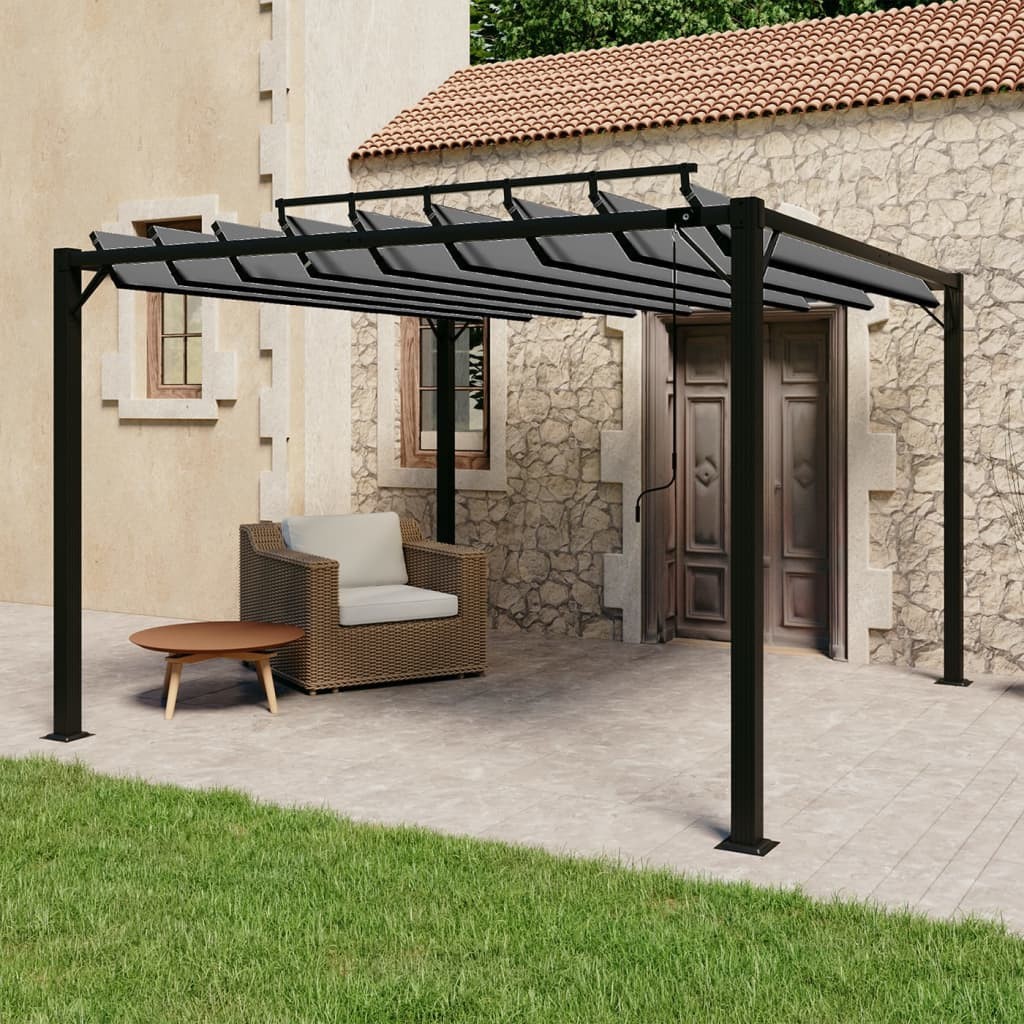 vidaXL Altana z żaluzjowym dachem 3x3 m, antracyt, tkanina i aluminium
