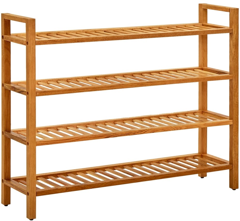 vidaXL Stojak na buty z 4 półkami, 100x27x80 cm, lite drewno dębowe