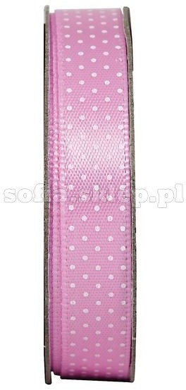 Import Tasiemka Satynowa W Kropki Soft Pink 3M