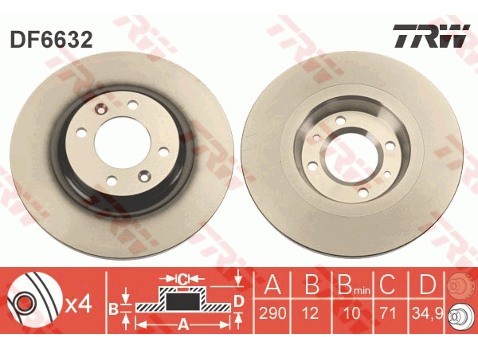 TRW Tarcza hamulcowa DF6632