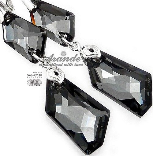 Swarovski Piękne Długie Kolczyki Night Gloss Srebro